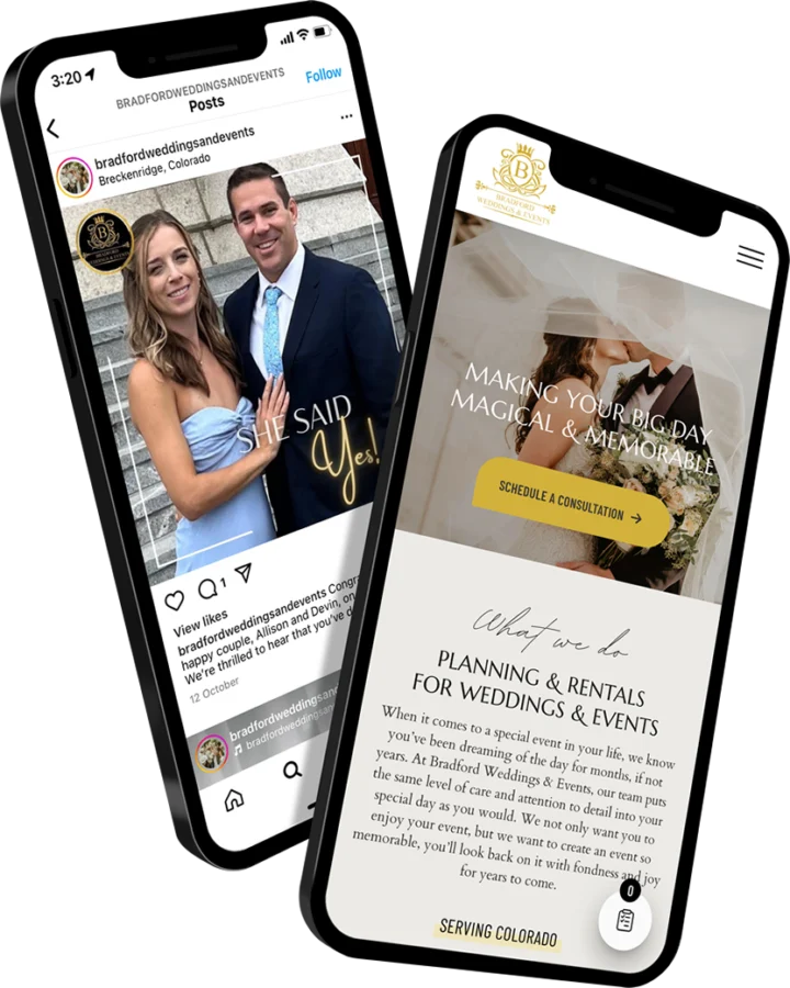 Bradford Weddings and Events website and Instagram