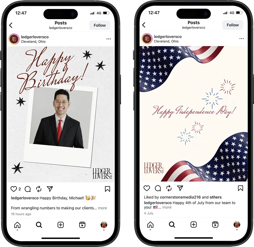 Ledger Lovers Co. social media feed
