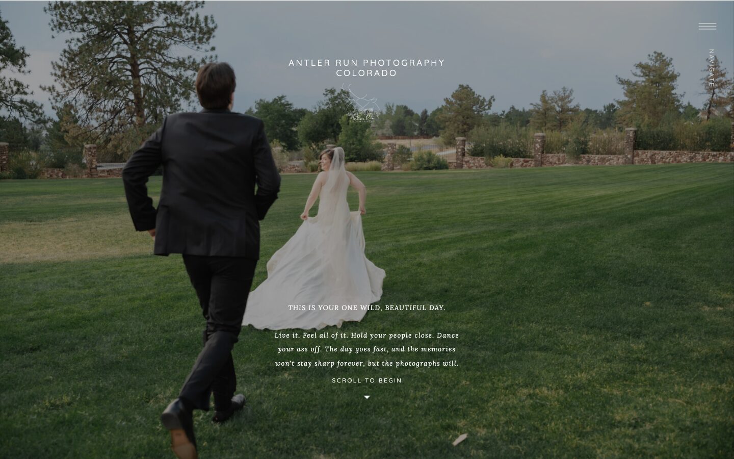 Antler Run Photography homepage on a laptop