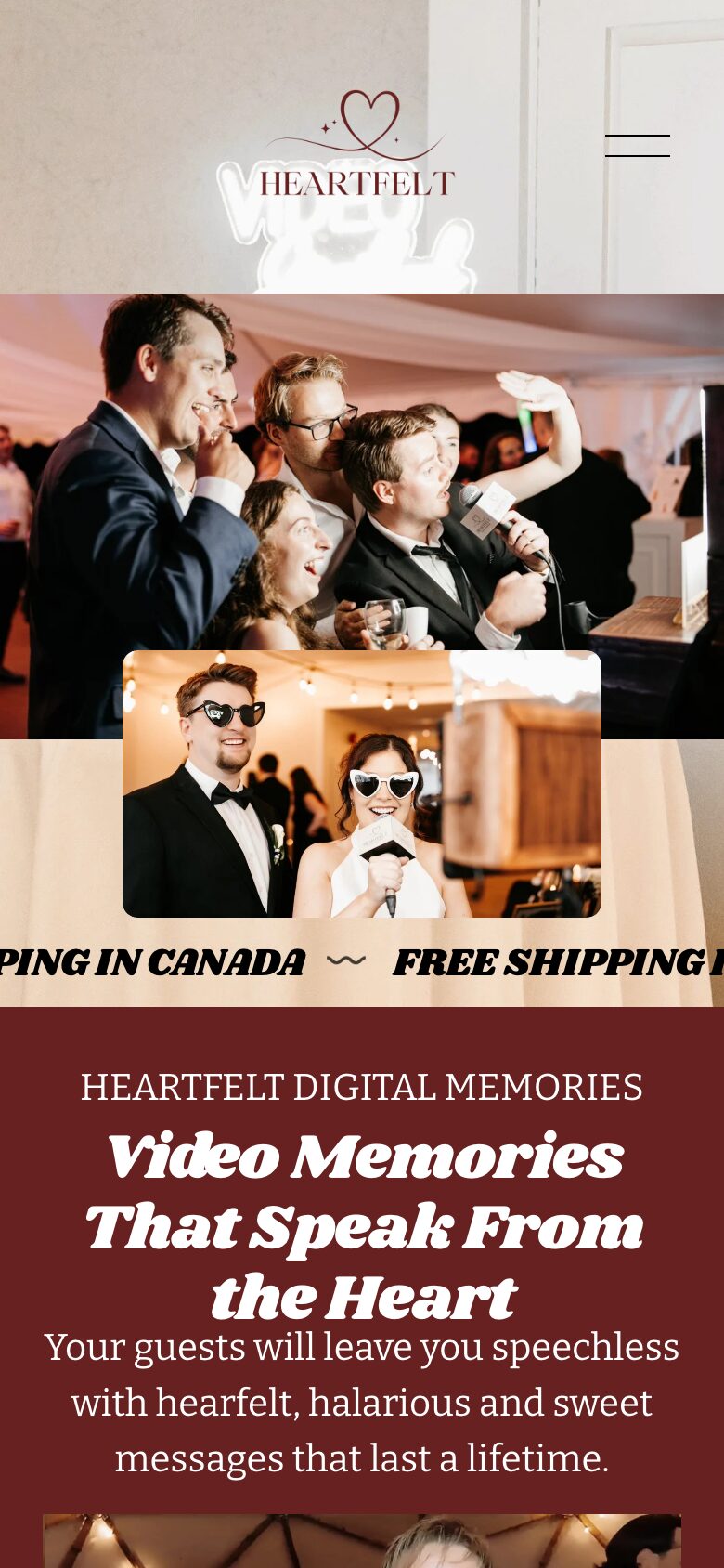 Heartfelt Digital Memories website on a phone