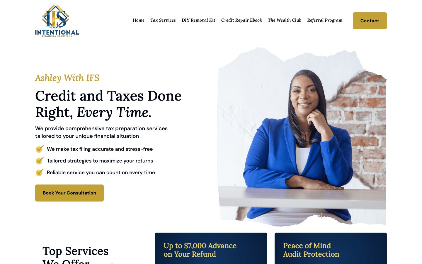 Intentional Financial Solutions homepage on a laptop