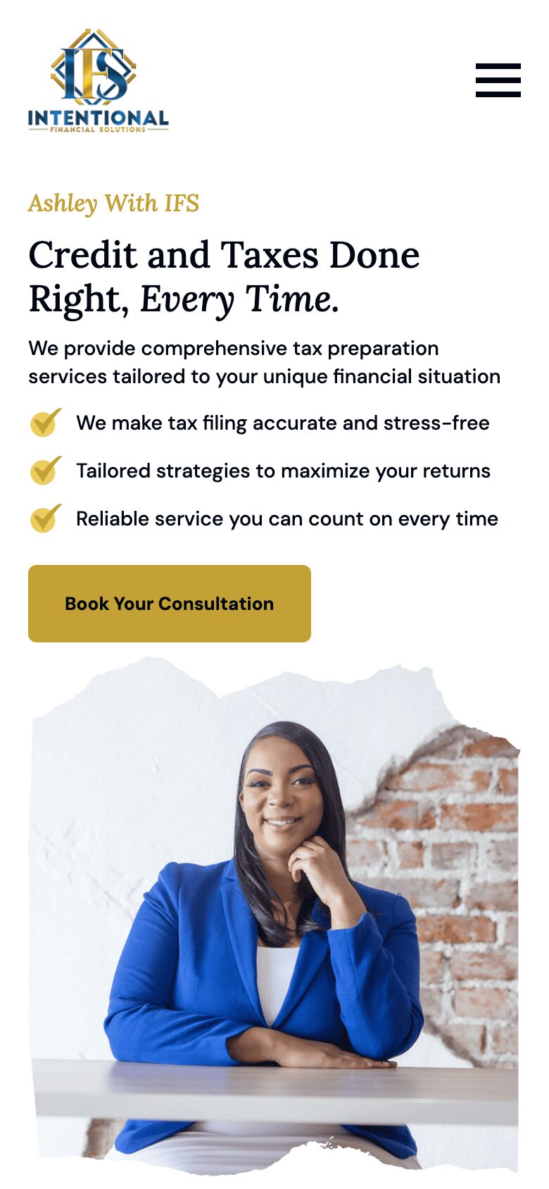 Intentional Financial Solutions website on a phone