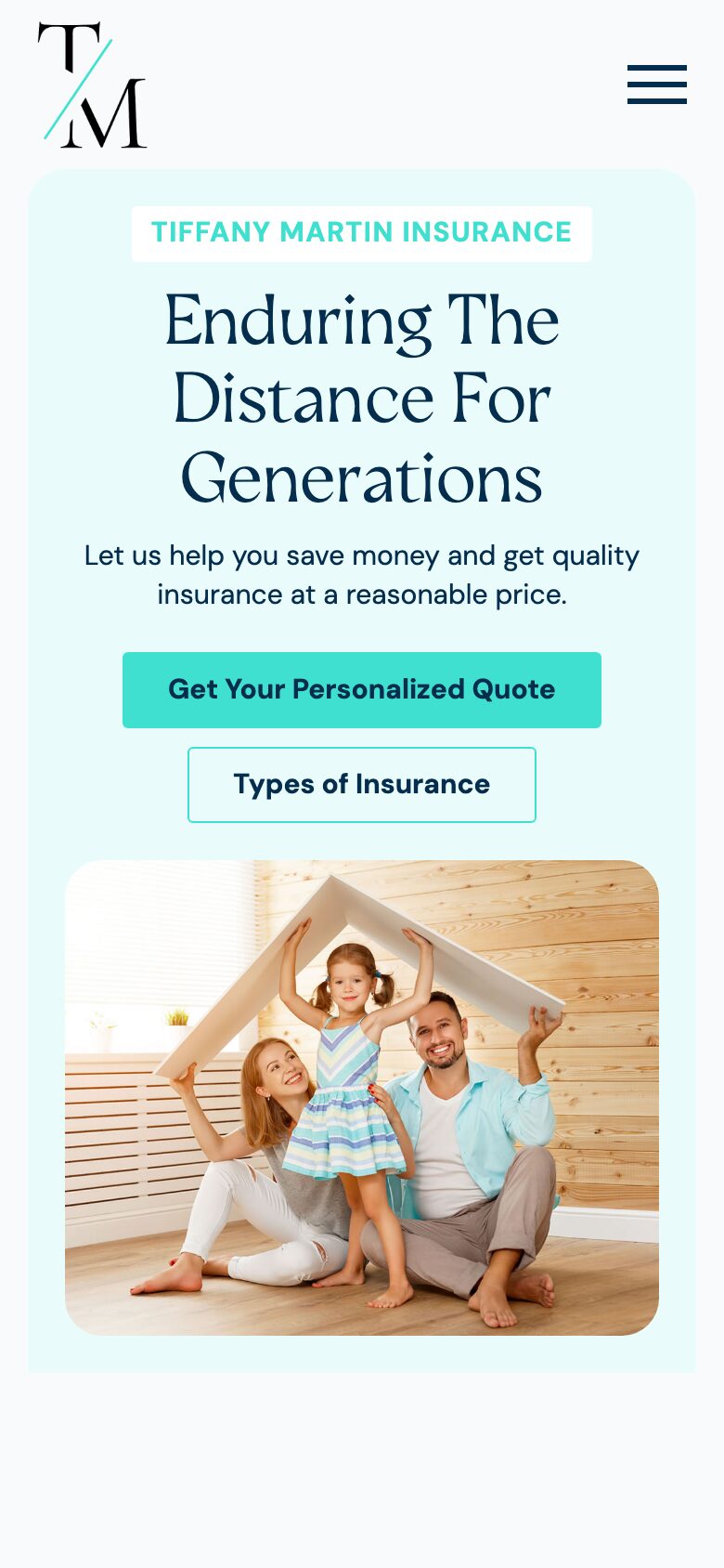 Tiffany Martin Insurance website on a phone